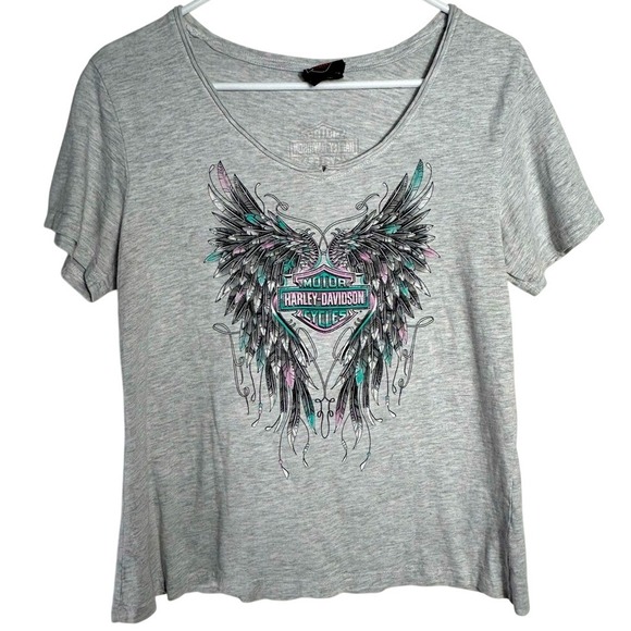 Harley-Davidson Tops - Harley Davidson Women's V-neck Gray Tshirt Size Large Chicago